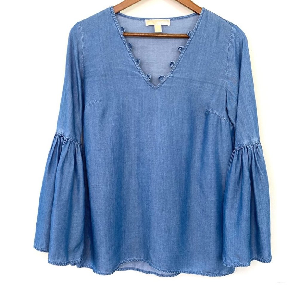 Michael Kors tunic top with v-neckline and bell sleeves